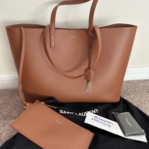 Saint Laurent East/West Tote Bag, brick color
